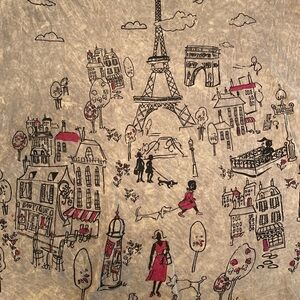 Jess & Jane 3/4 Sleeve Scoop Neck Grey Mineral Wash Paris Graphic Tee Sz S *FLAW